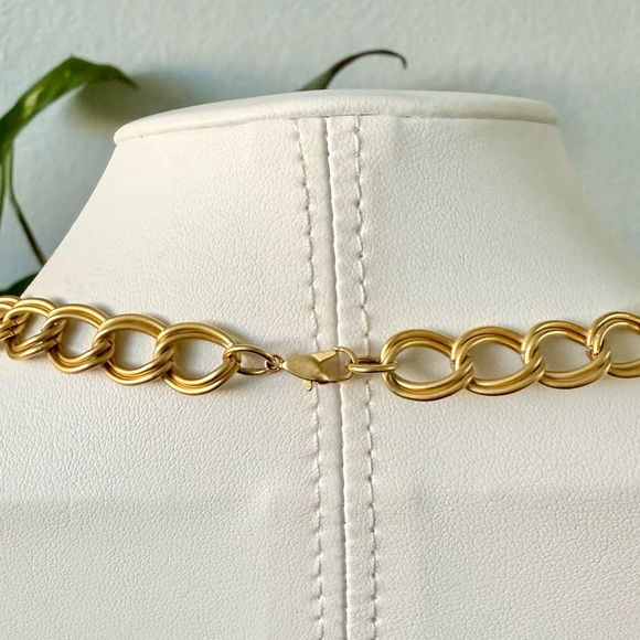 Vintage Matte Gold Charm Necklace Brushed Goldtone Tassel Heart Key Lock Coin - Picture 4 of 9